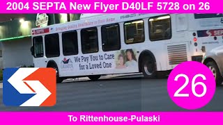 (Retired) 2004 SEPTA New Flyer D40LF 5728 on 26
