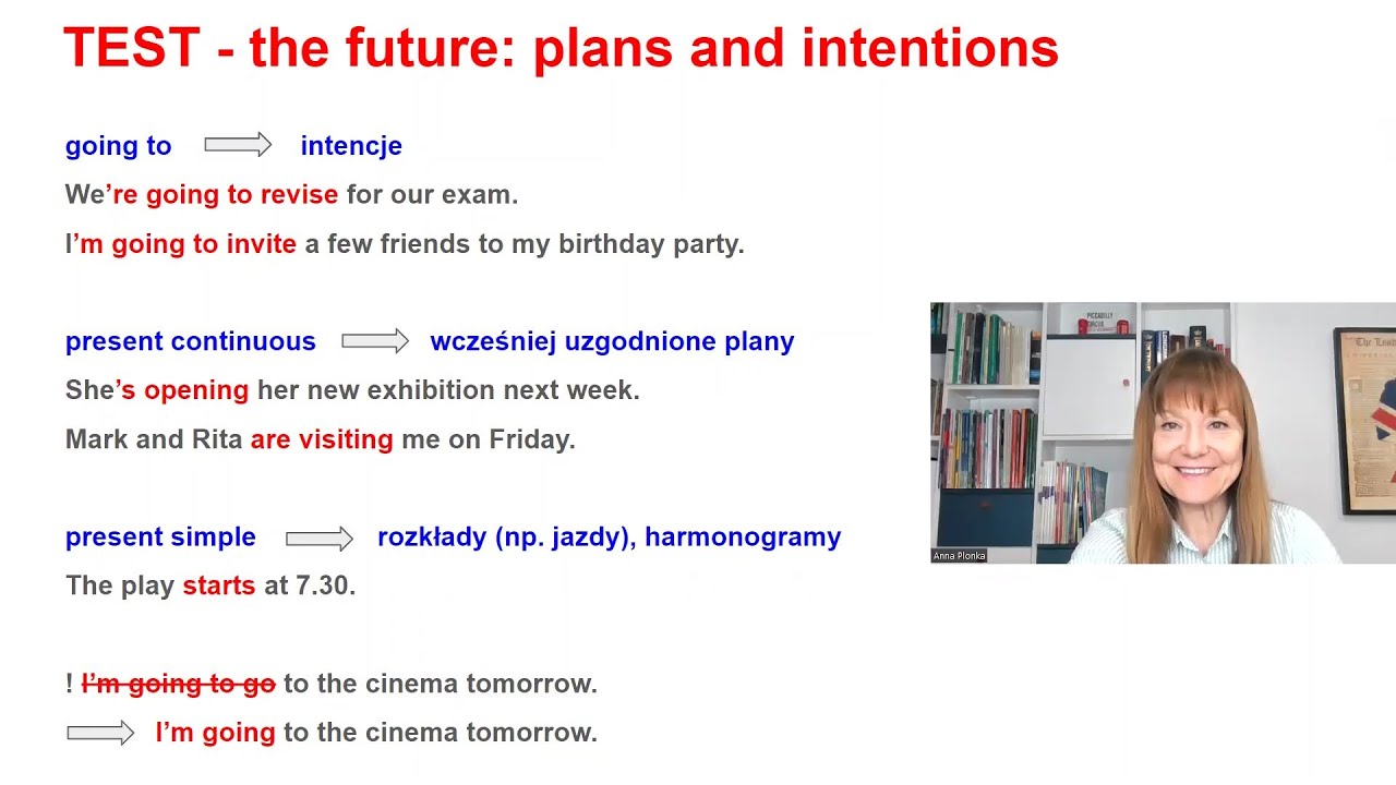TEST - wyrażanie przyszłości : 'going to', Present Continuous, Present