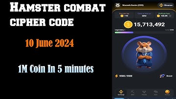 10 June Morse Code Hamster Kombat | 1 Million Points Daily Cipher | Hamster kombat today morse code