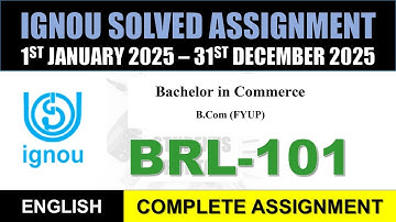 BRL 101  Solved Assignment 2025-26 || brl-101 solved assignment in English || Jan 2025 to Dec 2025