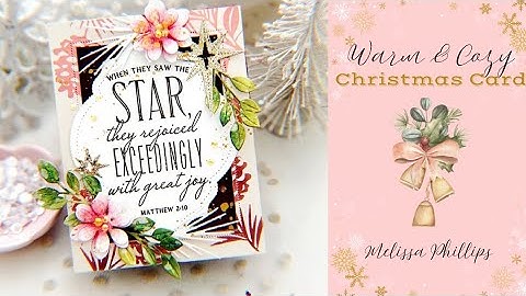 Cozy Christmas card using hot foiling, stamping, ink blending, and die-cutting