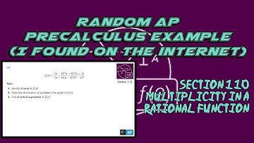 AP Precalculus Section 1.10 Example: Finding Zeros, Holes, and Vertical Asymptotes with Multiplicity