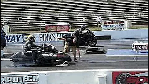Snowmobile vs Hayabusa drag race
