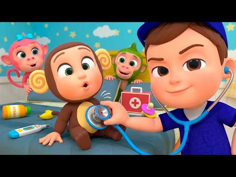 Five Little Monkeys Jumping on the Bed! 🐵 Doctor Song | Almama Nursery Rhymes