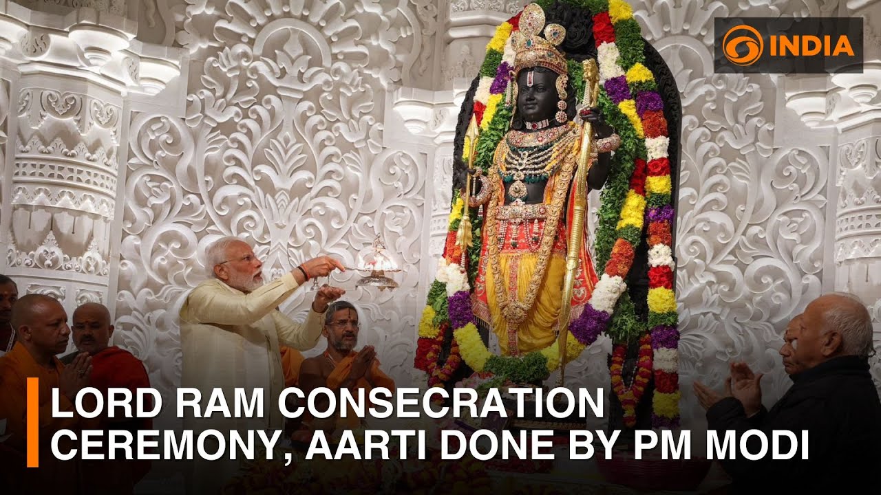 Lord Ram consecration ceremony, Aarti done by PM Modi | DD India - YouTube
