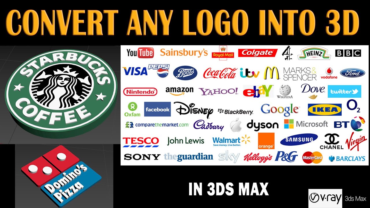 Convert any 2d logo into 3d in 3ds max | Convert 2d into 3d - YouTube
