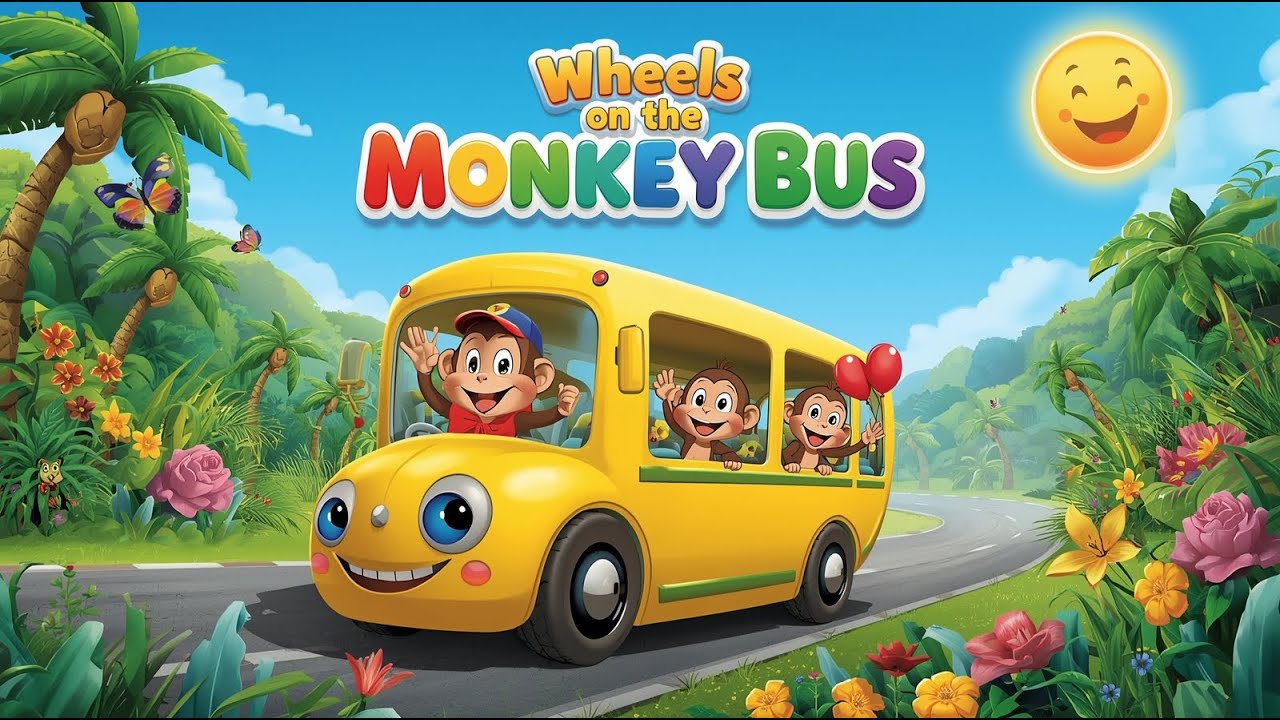 Wheels on the Monkey Bus | Animal Sounds with Friends | Animal Time ...