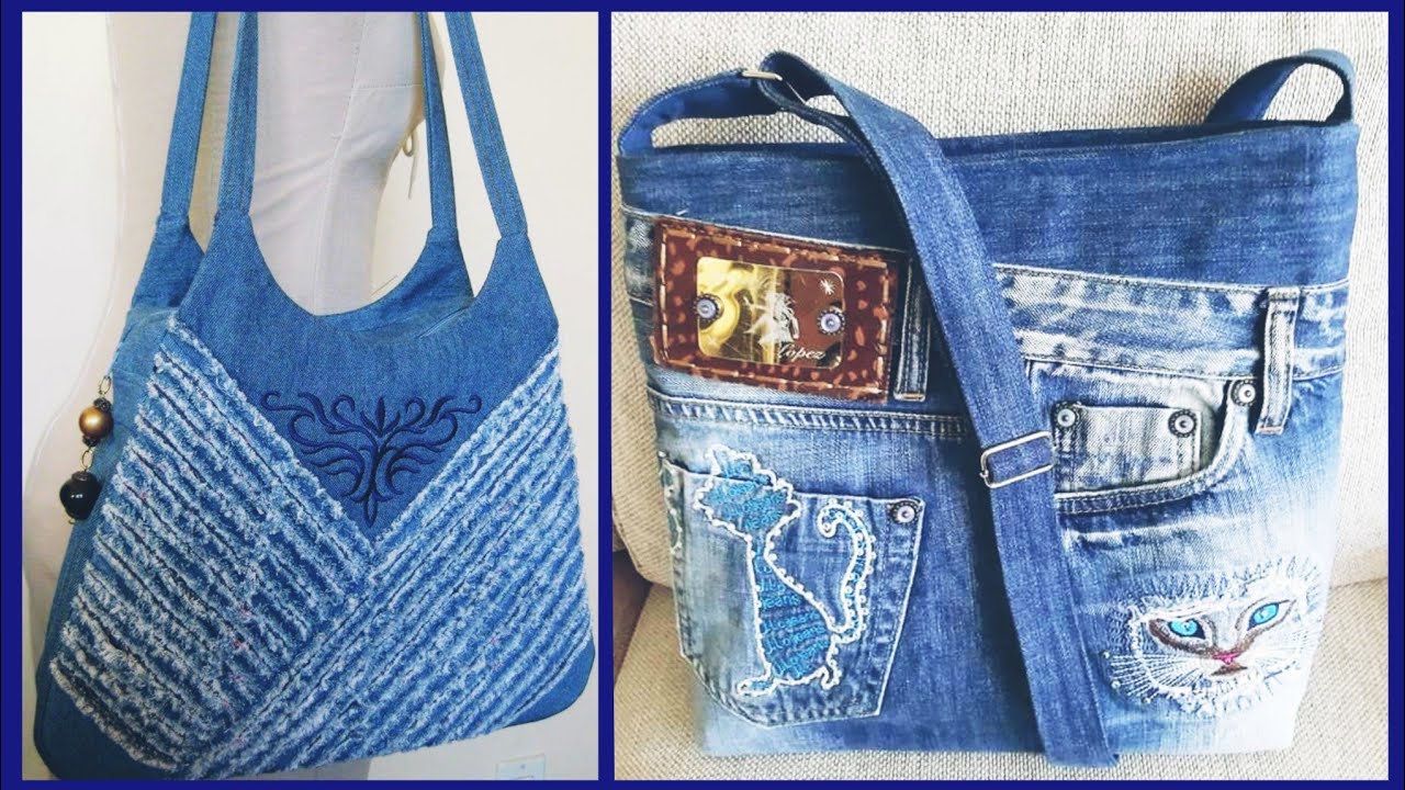 very stylish beautiful handmade jeans 👖 handbag collection - YouTube