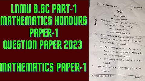 LNMU B.Sc part-1 Mathematics Honours PAPER-1 Question Paper-2023