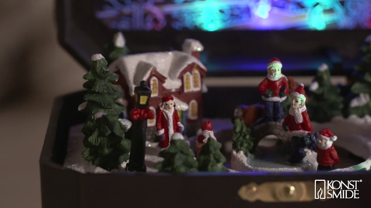 Handgekurbelte Weihnachtsspieluhr Aus Holz - Musikbox Mit Weihnachtsmelodien