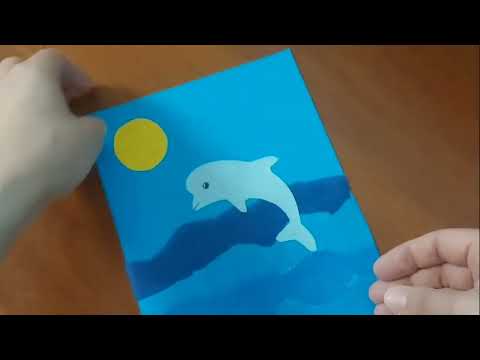 Аплікація з рваного паперу - Дельфін
