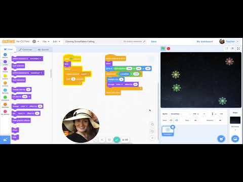 Cloning Snowflakes Falling in Scratch for CS First