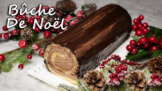 Bûche de Noël or Christmas Yule Log | Cake Review / بوش دو نويل - كيكة العيد بطريقة سهلة