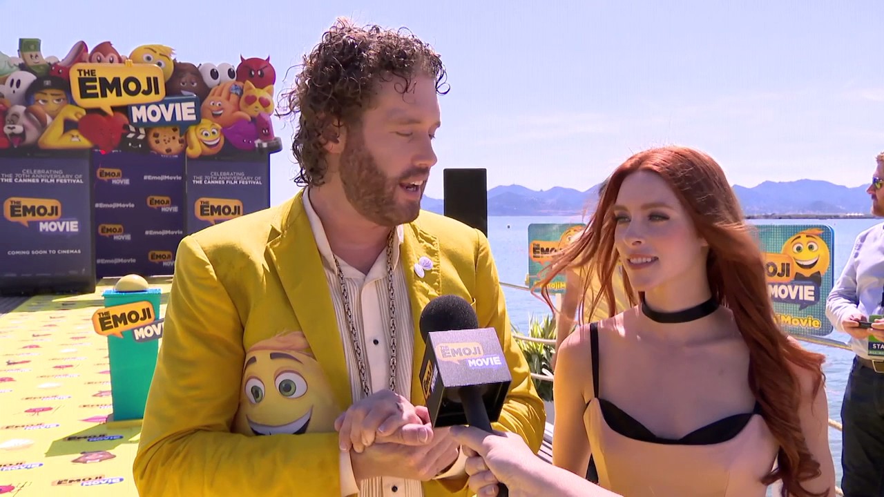 The Emoji Movie Cannes 70thAnniversary Interview T j Miller and Kate Miller Interview 3