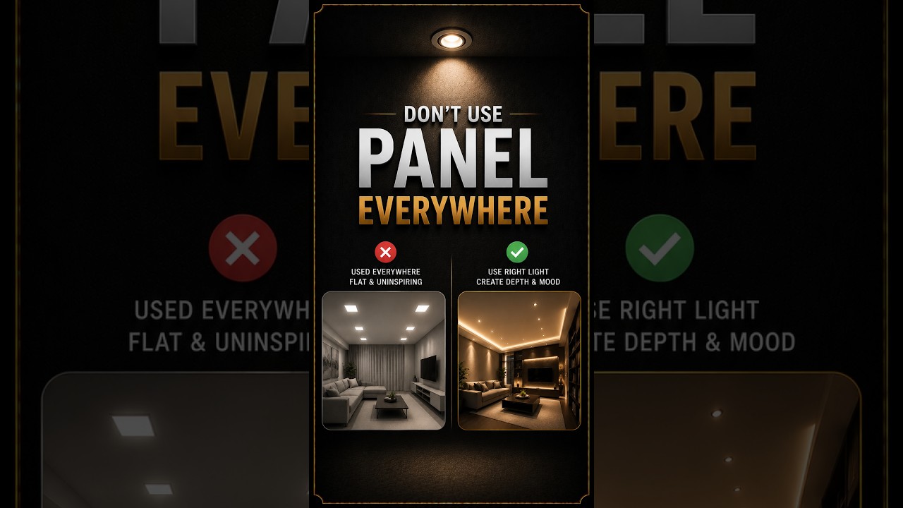 Don't Use Panel Lights Everywhere! 🚫💡|  #interiordesign  #home  #homedecor
