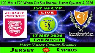 Jersey vs Cyprus | JSY vs CYP | 8th T20I of T20 World Cup ESR Qualifier A 2026 | CYP vs JSY Live