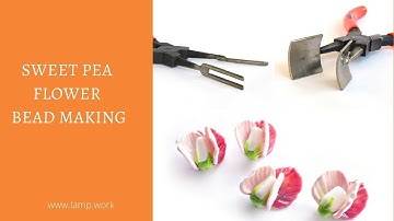 Sweet pea flower lampwork bead making (104 COE glass)
