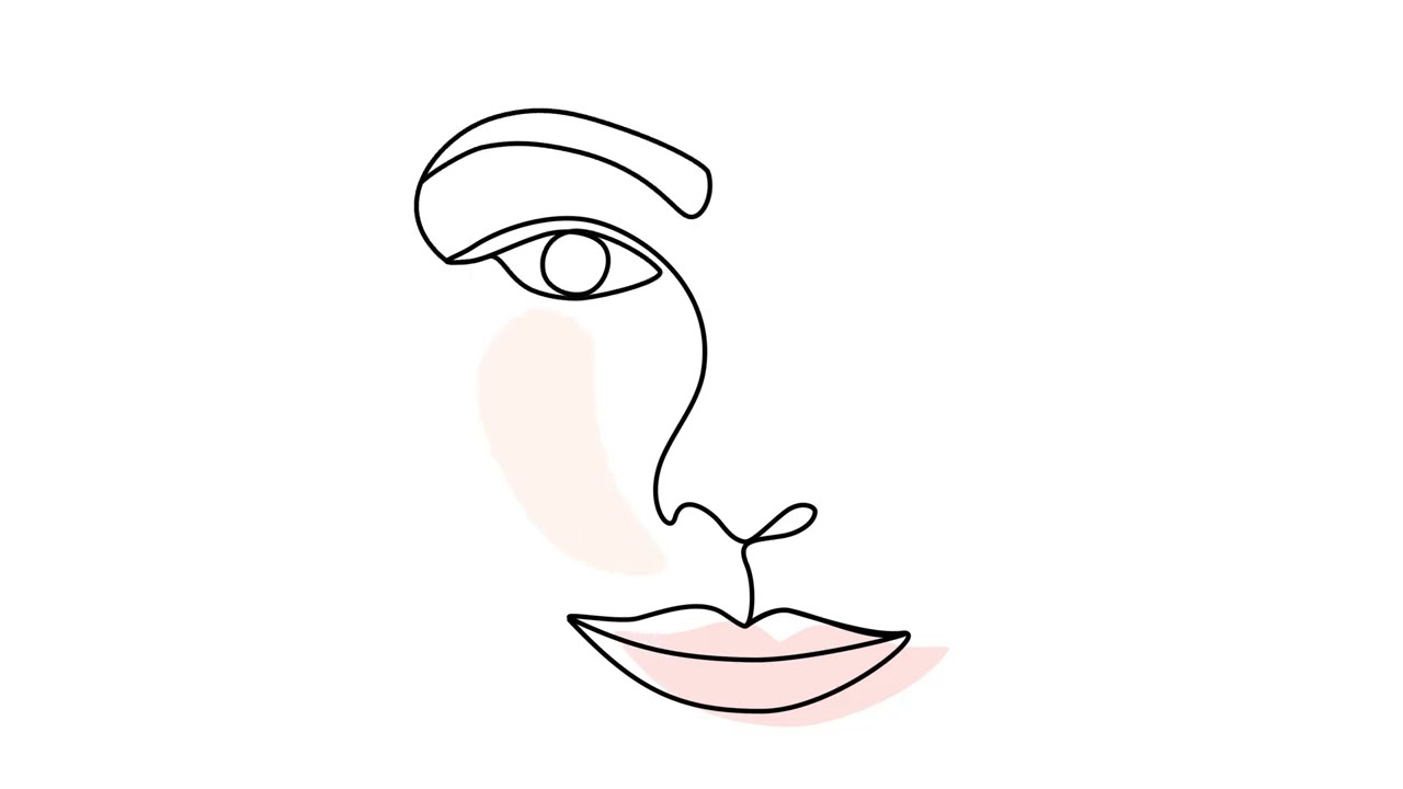 animation of a solid face drawing with one line. one line video