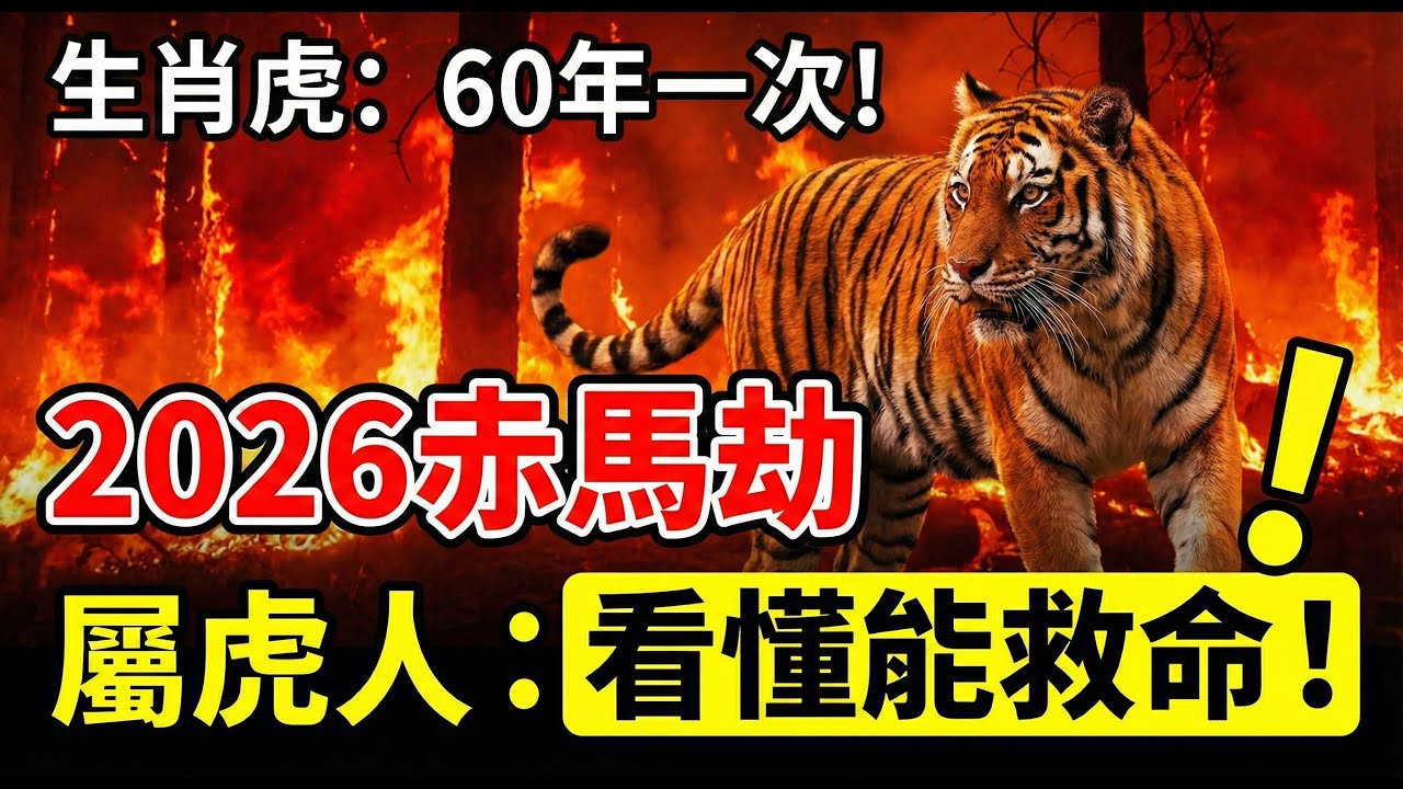 60年一次！生肖虎，2026年「赤馬劫」降临：赤馬年是你「離火大運」的關鍵一跳，是天降橫財，還是焚身之火？看懂能救命！#2026生肖虎運勢 #赤馬紅羊劫 #赤馬紅羊年 #屬虎運勢 #屬虎2026年運勢