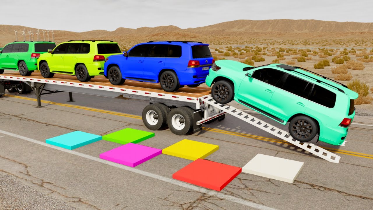 Flatbed Truck Mcqueen | Transportation with Truck - Pothole vs Car - BeamNG.Drive