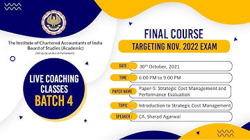 Final Paper 5: SCM & PE | Topic: Introduction to Strategic Cost Management | Session 2 | 30 OCT,2021
