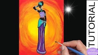 african painting woman paint africa lady step tutorial