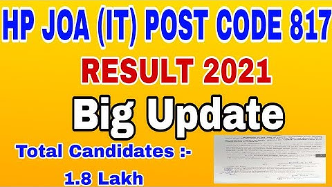 HP JOA (IT) Exam Result 2021 || Big Update || hp joa it result post code 817