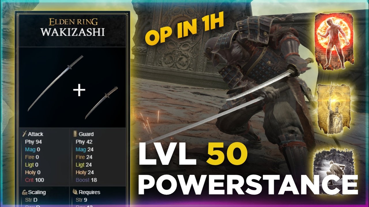 Elden Ring: Wakizashi Build - Power Stance Katanas Moveset Early! (Level 50 Guide UNCUT)
