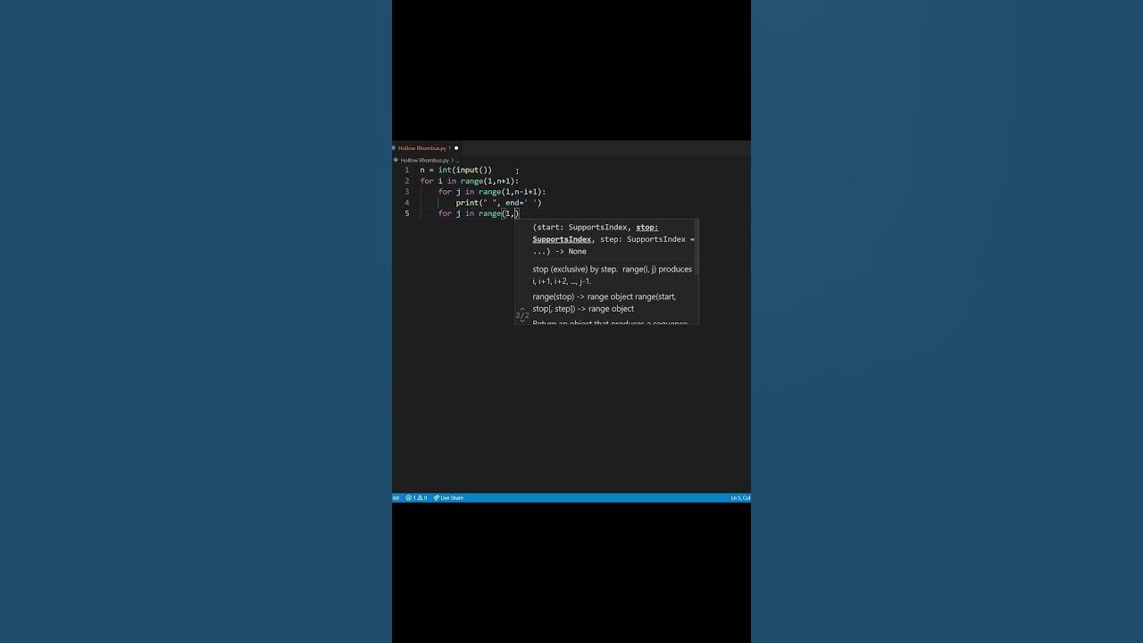 Hollow Rhombus Star Pattern | Python Program | Python Guy #shorts - YouTube