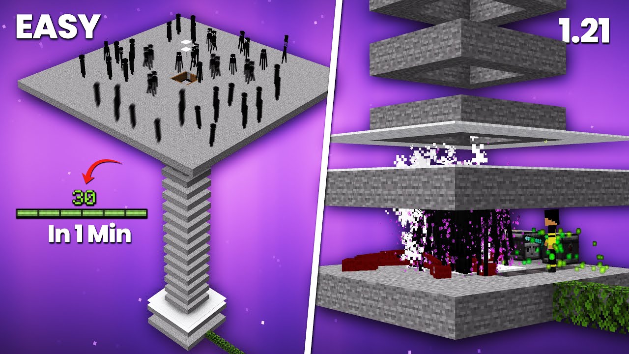 Easiest One Hit Kill Enderman Xp Farm 1.21+ JAVA - YouTube