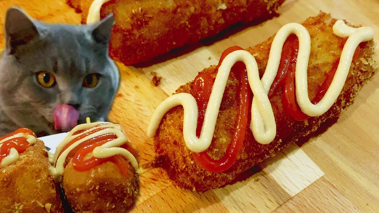 How to Make Korean Cheese Corn Dog | Cooking With My Cat | Nemo Diary - YouTube