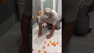 Bath Floor Tile Installation 12x24 #tiling #tiler #bathroom #flooring #tilework #home #diy #tutorial