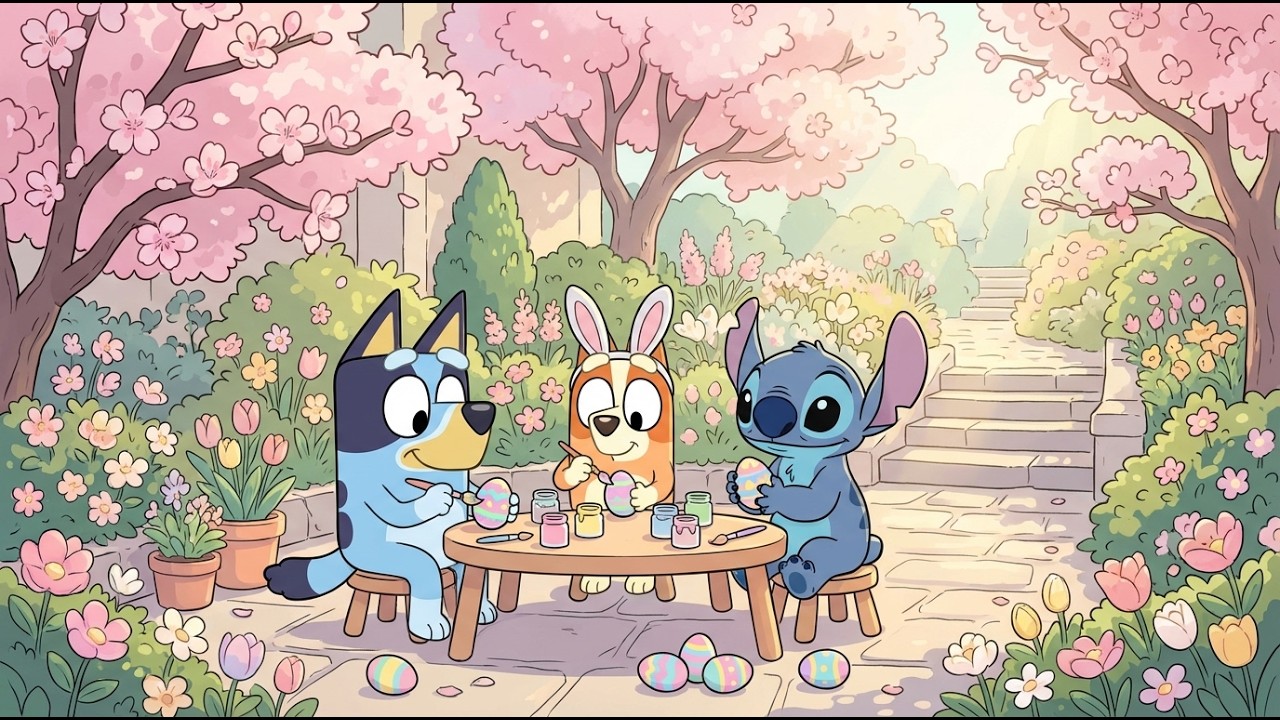 Stitch & Bluey Spring Easter Garden 🌸 Soft Lofi Beats for Study & Work ...