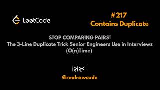 Stop Comparing Pairs: LeetCode 217 (Contains Duplicate) Explained Visually Contains Duplicate Explained Visually Leetcode 217 Java