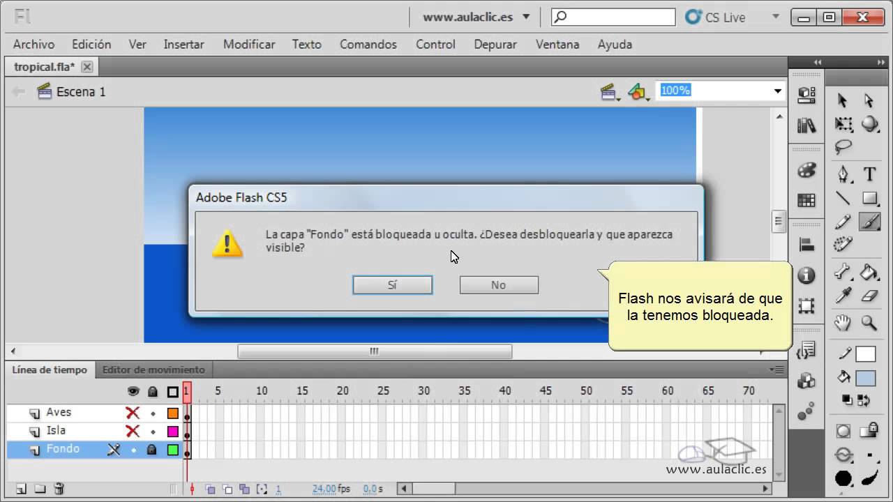 Curso de Flash CS5 72 Trabajar con capas - YouTube