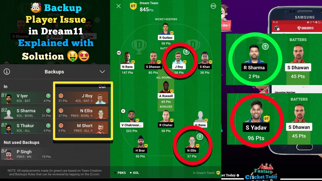 Backup Player Paridhabangal 🧐 how to choose Dream11 Backup Players for a Team With Sub/Imp Players 🎯