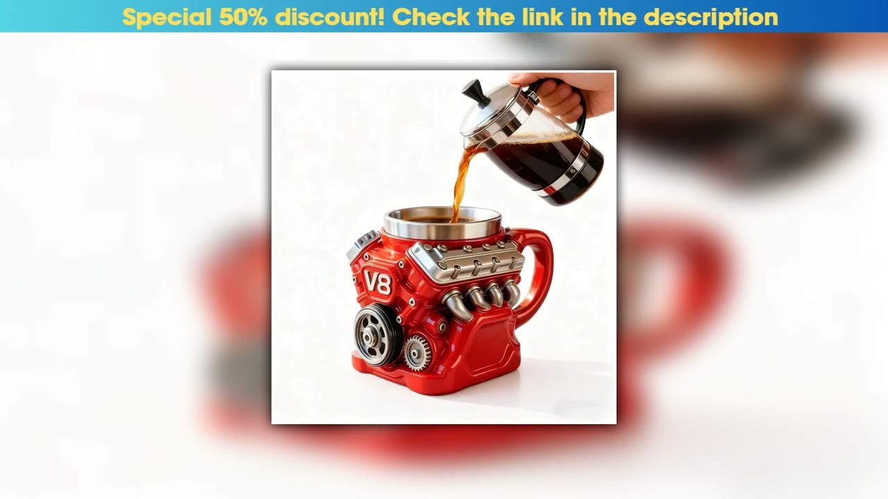 Get Vintage V8 Engine Coffee Cup Resin Personalized Double Insulation Car Cup Home Living Room Tabl