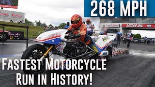 FASTEST motorcycle run in drag racing history made by Larry 'Spiderman' McBride!