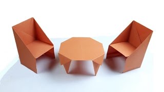 Origami Table. Easy origami work. Paper size: 15x15 cm.