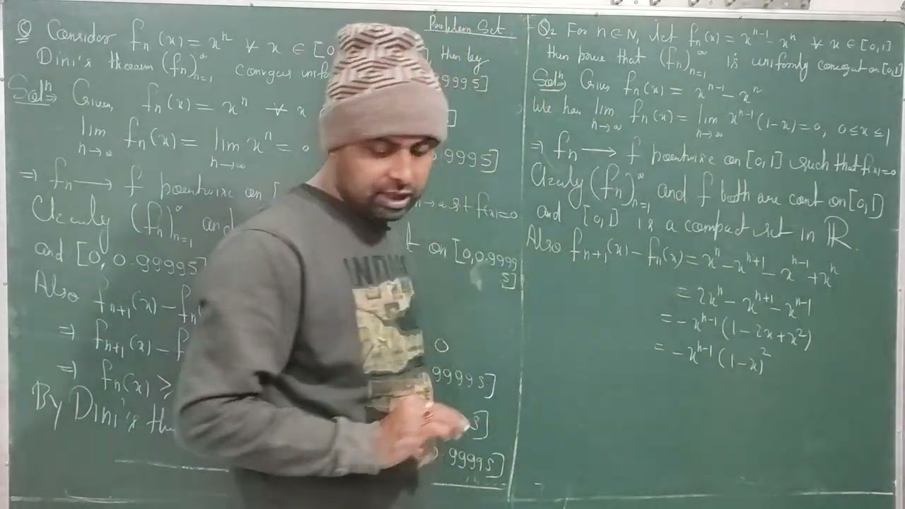 Lecture 14- Questions related to Dini's Theorem for Uniform Convergence /Real Analysis By G.P.Singh