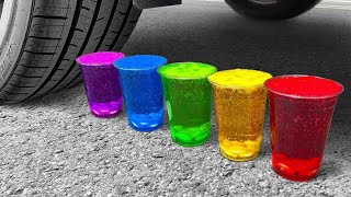 Crushing Crunchy & Soft Things by Car! EXPERIMENT CAR vs Water in Colors, Fanta, Pepsi, Sprite