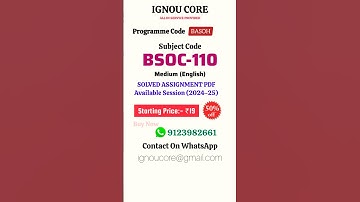 BSOC 110 Solved Assignment PDF 2024-25 in English, BASOH program BSOC-110 Solved assignments