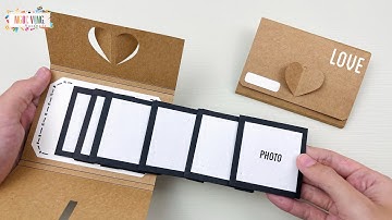 THIỆP KHOÁ TRÁI TIM II THIỆP BÌA THƯ 6 ẢNH TRƯỢT NỐI TIẾP - NGOC VANG HANDMADE