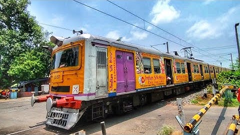 High Speed New Colourful Ad-Printed Single Windshield EMU local Train Heatedly Riding Out  Railgate