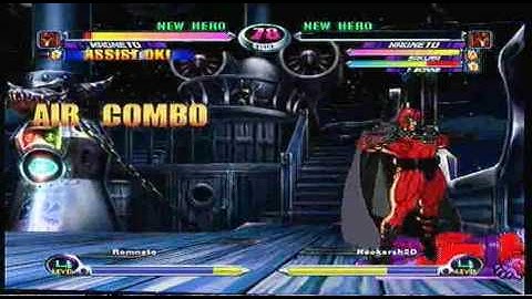 MvC2 Online (360): Brett (RomSlash) vs NeoKarsh (Mag/Sak/Tron) 4 .:12.18.09:.