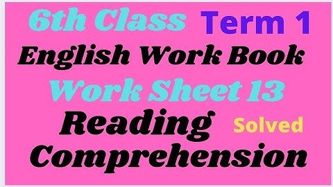 Class 6 Reading Comprehension solved My English Work Book ll PSEB Term 1 English