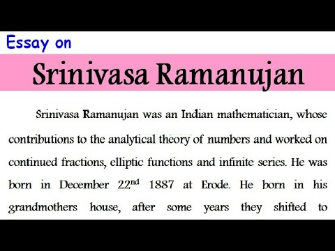 short essay on srinivasa ramanujan in 100 words