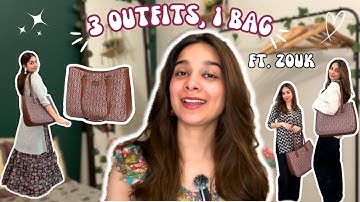 3 Outfits 1 Bag ft. ZOUK 👜💖|| Style with TAN 🎀 || Tanisha Madhok #collab #zouk #handbag