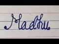 Writing Name &quot;Madhu&quot; in Cursive Writing | #shorts #calligraphy