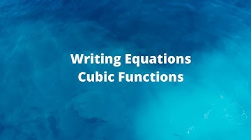 Writing Cubic Equations